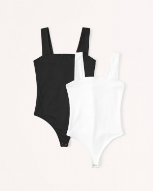 Black Abercrombie And Fitch 2-pack Seamless Fabric Squareneck Women Bodysuit | 46HSAIGEN