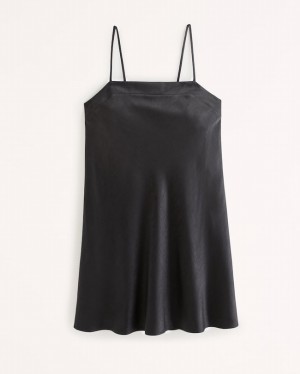 Black Abercrombie And Fitch 90s Satin Slip Mini Women Dresses | 48SLZEJUK