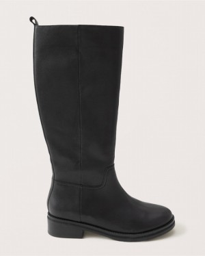 Black Abercrombie And Fitch Agra Tall Leather Women Boots | 17XFRSETA