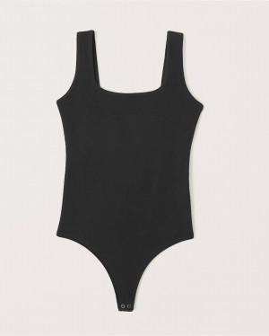 Black Abercrombie And Fitch Cotton Seamless Fabric Women Bodysuit | 81KYCWTHG