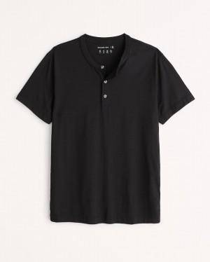 Black Abercrombie And Fitch Cotton-modal Henley Men T-shirts | 42MGFHKNJ