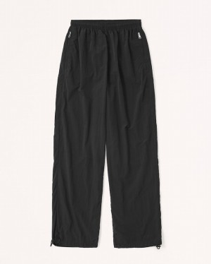 Black Abercrombie And Fitch Crinkle Nylon Track Women Sweatpants | 93HBZDNCK