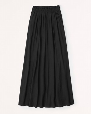 Black Abercrombie And Fitch Crinkle Textured Maxi Women Skirts | 27PVAHBFW
