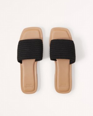 Black Abercrombie And Fitch Crochet Women Sandals | 52XCQZURG