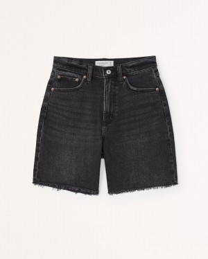 Black Abercrombie And Fitch Curve Love High Rise 7 Inch Dad Women Shorts | 71JVTESNX