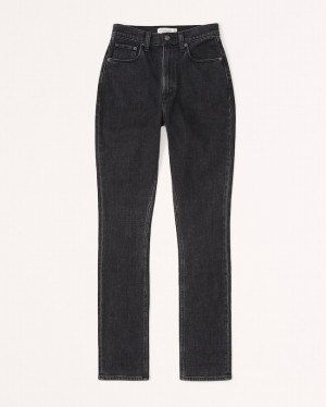 Black Abercrombie And Fitch Curve Love Ultra High Rise 90s Slim Straight Women Jeans | 29LIYCVKS