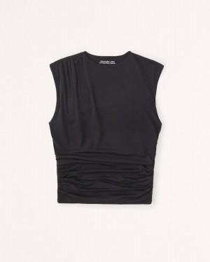 Black Abercrombie And Fitch Draped Shell Women Tanks | 31NGQRBMX