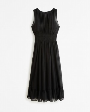 Black Abercrombie And Fitch Easy High-neck Midi Women Dresses | 12QBCUGNK