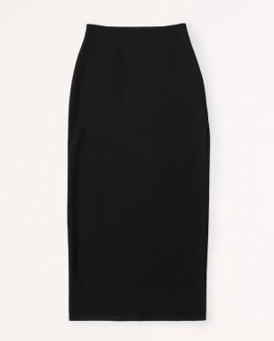 Black Abercrombie And Fitch Elevated Column Maxi Women Skirts | 07QXKZVOL