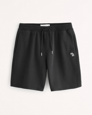 Black Abercrombie And Fitch Elevated Icon Fleece Men Shorts | 65CAHQYXU