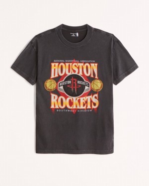 Black Abercrombie And Fitch Houston Rockets Graphic Men T-shirts | 71PFAQBNJ