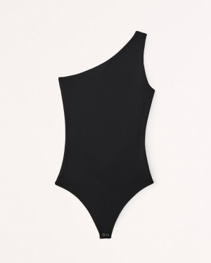 Black Abercrombie And Fitch One-shoulder Seamless Fabric Women Bodysuit | 48HBEALJZ