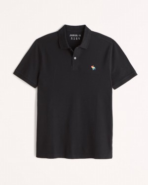 Black Abercrombie And Fitch Rainbow Icon Don't Sweat It Men Polo Shirts | 58BQITJOA
