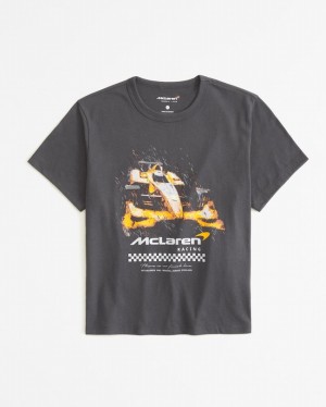Black Abercrombie And Fitch Short-sleeve Mclaren Graphic Skimming Women T-shirts | 81DAIGUPM