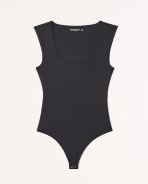Black Abercrombie And Fitch Sleek Seamless Fabric Sleeve Women Bodysuit | 48CMAJEDP