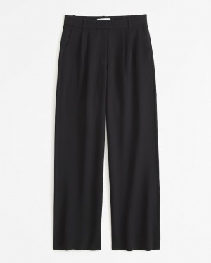 Black Abercrombie And Fitch Sloane Low Rise Tailored Women Pants | 74ZQANYPD