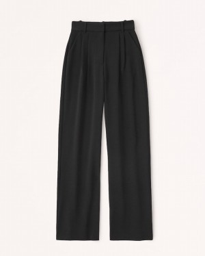 Black Abercrombie And Fitch Sloane Tailored Premium Crepe Women Pants | 71BSXATKW