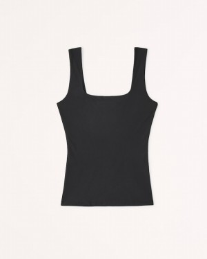 Black Abercrombie And Fitch Soft Matte Seamless Squareneck Women Tanks | 32YJHNDPS