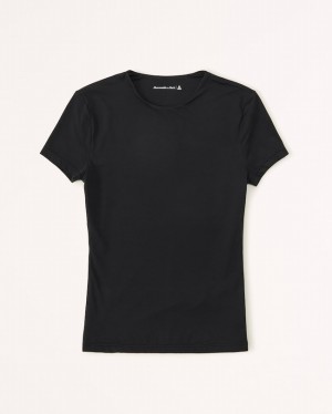 Black Abercrombie And Fitch Soft Matte Seamless Tuckable Baby Women T-shirts | 62TAMLOXN
