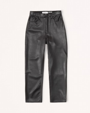 Black Abercrombie And Fitch Vegan Leather Ankle Straight Women Pants | 69BTIEQSY