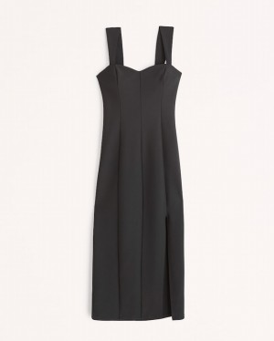 Black Abercrombie And Fitch Wide Strap Corset Midi Women Dresses | 12GMAUTQH