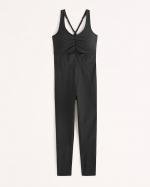 Black Abercrombie And Fitch Ypb Sculptlux Full-length Cutout Women Jumpsuit | 48XOUWBKP