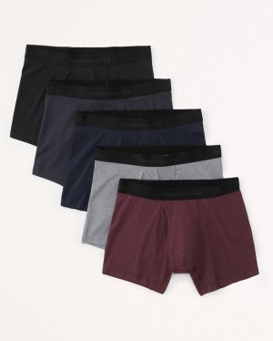 Black / Burgundy / Grey Abercrombie And Fitch 5-pack Boxer Men Underwear | 52KIQUMOP