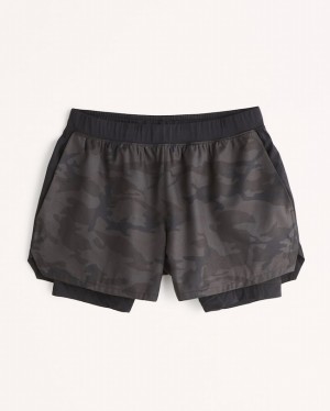 Black / Camo Abercrombie And Fitch Ypb Lined Running Men Shorts | 69KIEWZOF