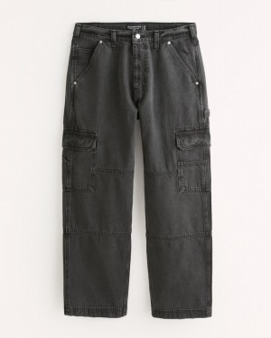 Black / Wash Abercrombie And Fitch Baggy Cargo Men Jeans | 72QVXAOMY