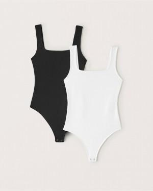 Black / White Abercrombie And Fitch 2-pack Seamless Fabric Women Bodysuit | 41GSEVHUP