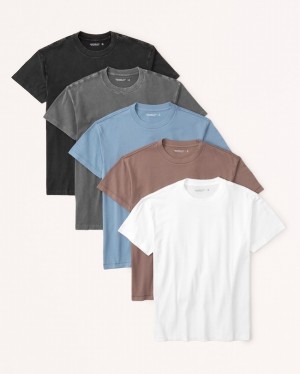 Blue Abercrombie And Fitch 5-pack Essential Men T-shirts | 96DBAKMIP