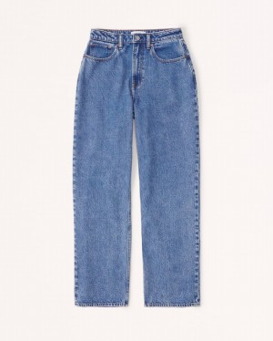 Blue Abercrombie And Fitch Curve Love High Rise Loose Women Jeans | 31IUEBDTZ
