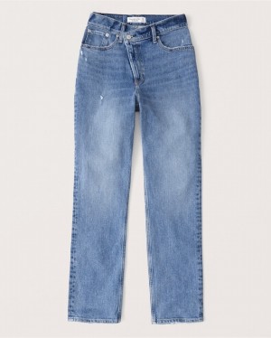 Blue Abercrombie And Fitch Curve Love Ultra High Rise 90s Straight Women Jeans | 06NWUAYXZ