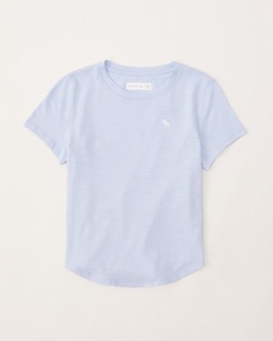 Blue Abercrombie And Fitch Essential Curved Hem Icon Girls T-shirts | 46XZJVGET