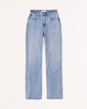 Blue Abercrombie And Fitch High Rise Loose Women Jeans | 64CPZGRTJ