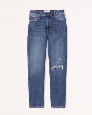 Blue Abercrombie And Fitch High Rise Mom Women Jeans | 21GQYJDOT