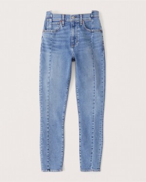 Blue Abercrombie And Fitch High Rise Super Skinny Ankle Women Jeans | 41QPGYZRA