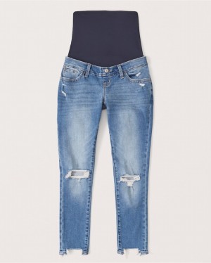 Blue Abercrombie And Fitch Maternity Super Skinny Ankle Women Jeans | 54PXKBMZC