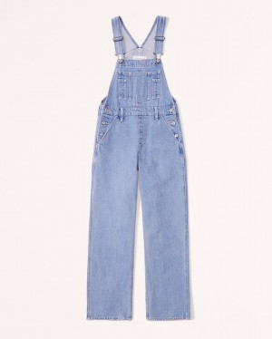 Blue Abercrombie And Fitch Overalls Women Jeans | 91NJOEDLS