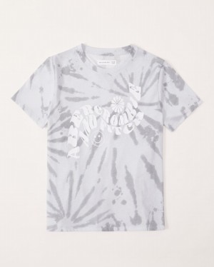 Blue Abercrombie And Fitch Oversized Tie-dye Graphic Logo Girls T-shirts | 12DAJQUTH