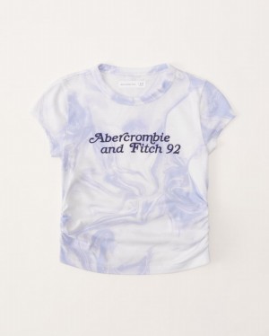 Blue Abercrombie And Fitch Tie-dye Logo Side Ruched Girls T-shirts | 42ZQMWBOX