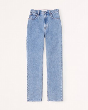 Blue Abercrombie And Fitch Ultra High Rise 90s Straight Women Jeans | 80TQGFZAE