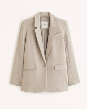 Brown Abercrombie And Fitch Premium Crepe Women Jackets | 07UELJOCW