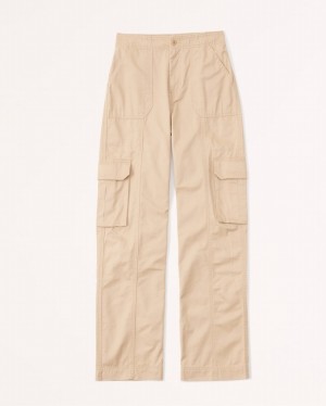 Brown Abercrombie And Fitch Relaxed Cargo Women Pants | 91BFISMEN