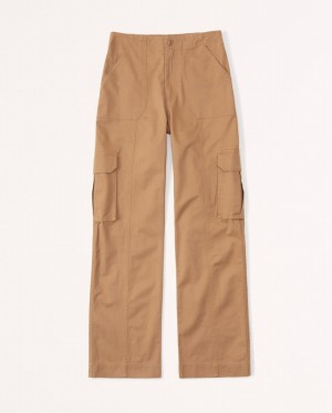 Brown Abercrombie And Fitch Relaxed Cargo Women Pants | 69WEDACPM
