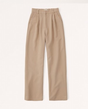 Brown Abercrombie And Fitch Sloane Tailored Women Pants | 54QBISPLX