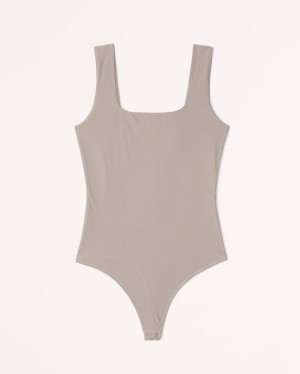 Brown Abercrombie And Fitch Soft Matte Seamless Squareneck Women Bodysuit | 93NDQRPZG