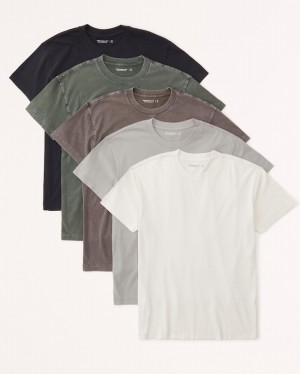 Brown / Multicolor Abercrombie And Fitch 5-pack Essential Men T-shirts | 29DMGCISJ