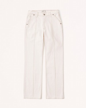 Cream Abercrombie And Fitch Curve Love Mid Risegy Women Jeans | 28SXPLRFK