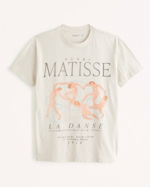 Cream Abercrombie And Fitch Matisse Graphic Men T-shirts | 63MEWISTF